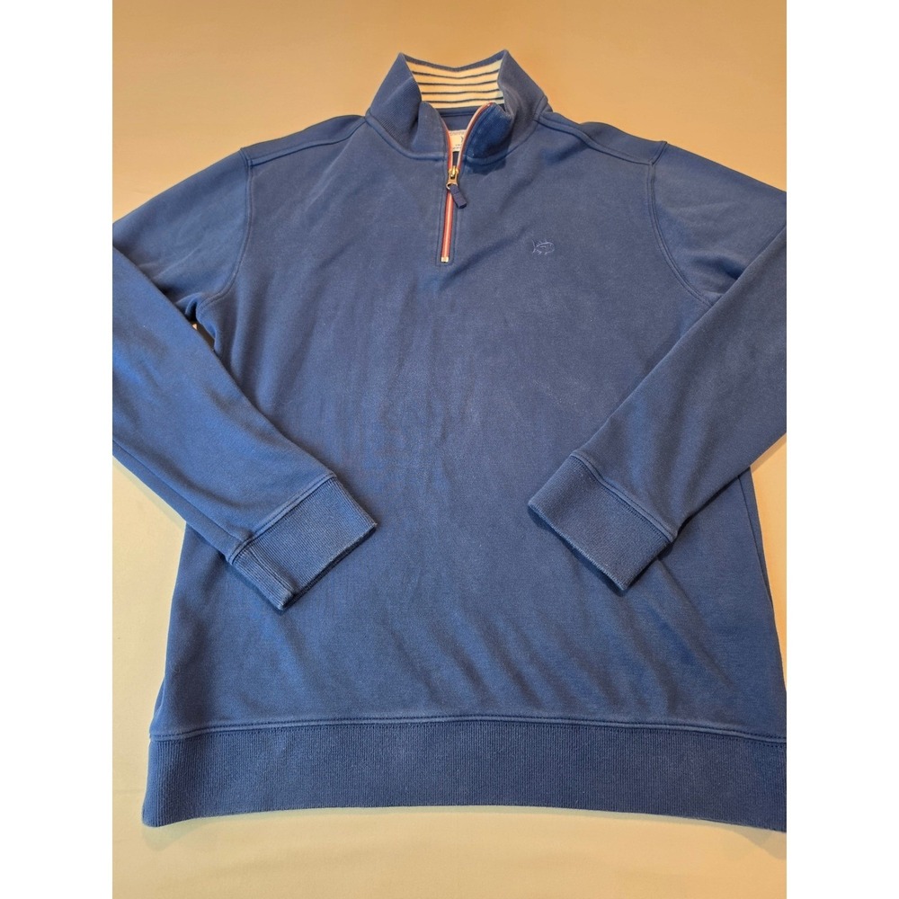 Southern Tide Skipjack Mens Small Blue Quarter Zip Cotton Pullover Sweatshirt